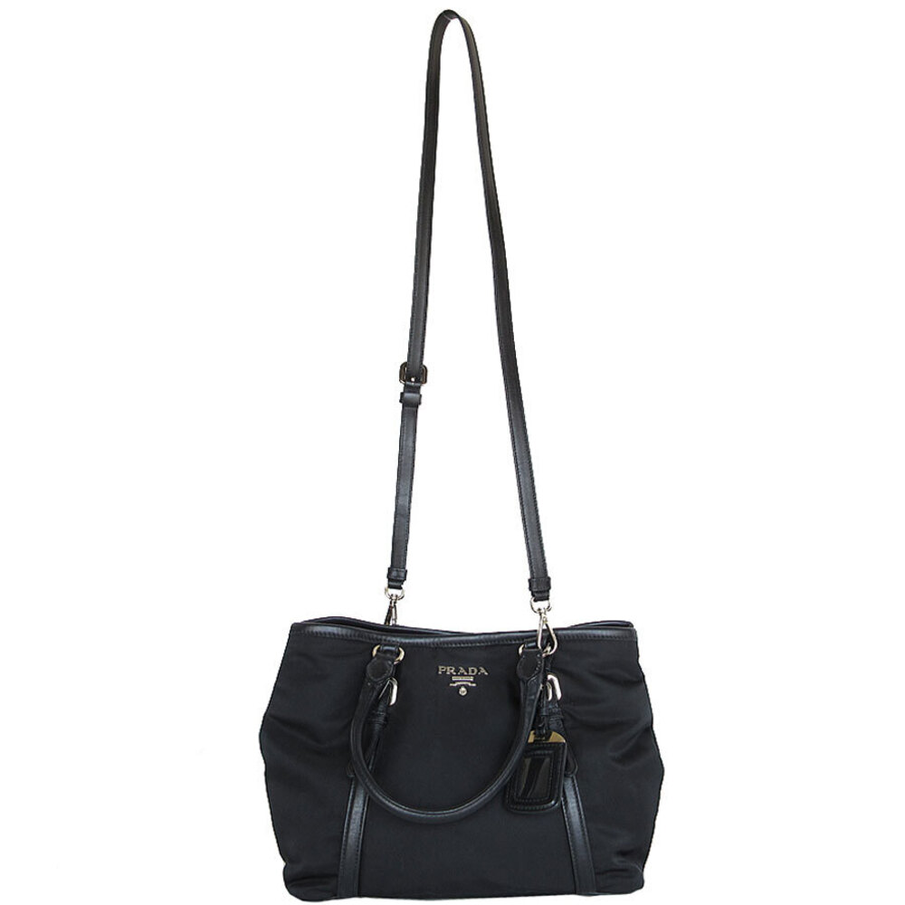 Prada handbag shoulder bag leather black silver - Picture 2 of 4
